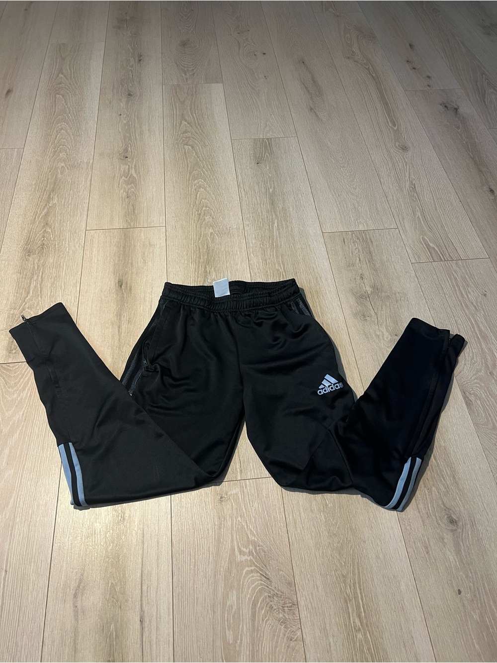 adidas Black Kids Joggers with Gray Stripes